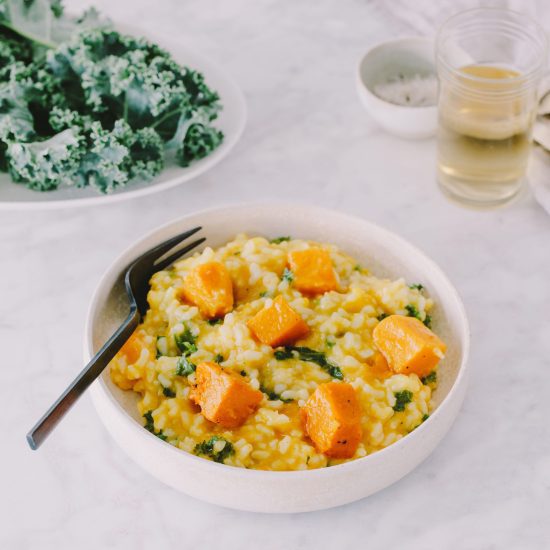 Pumpkin, Kale and Goats Cheese Risotto